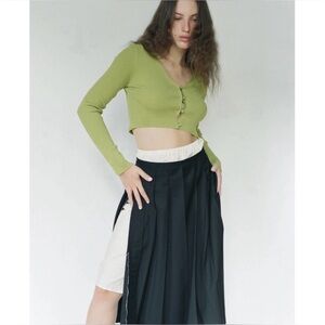Pleat skirt with slits